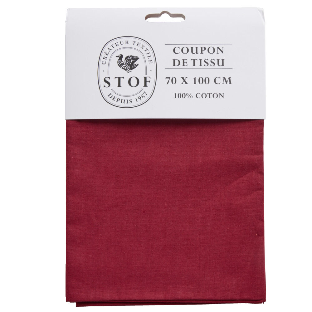 Coupon tissu coton 70x100cm rouge bordeaux
