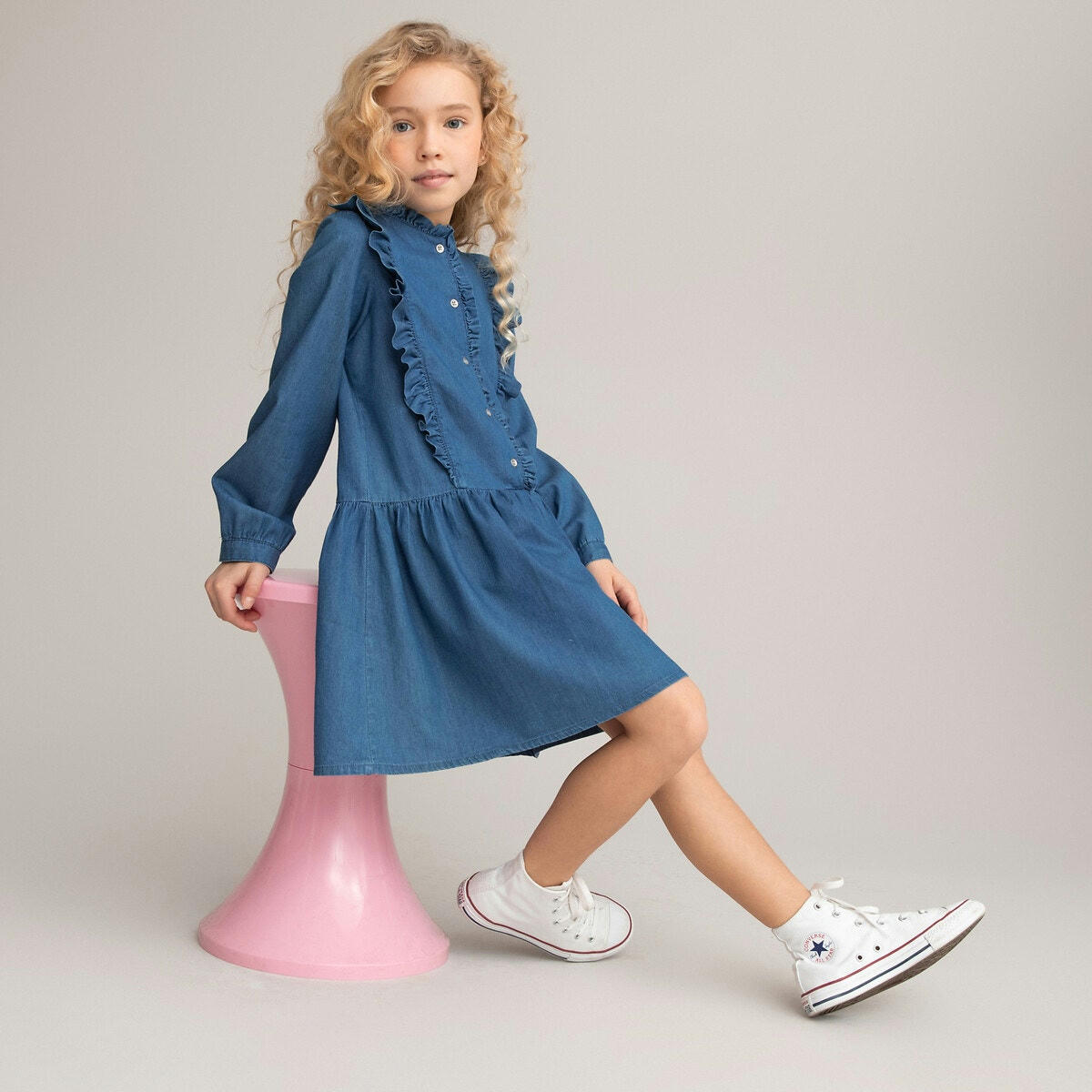 Robe en jean à volants