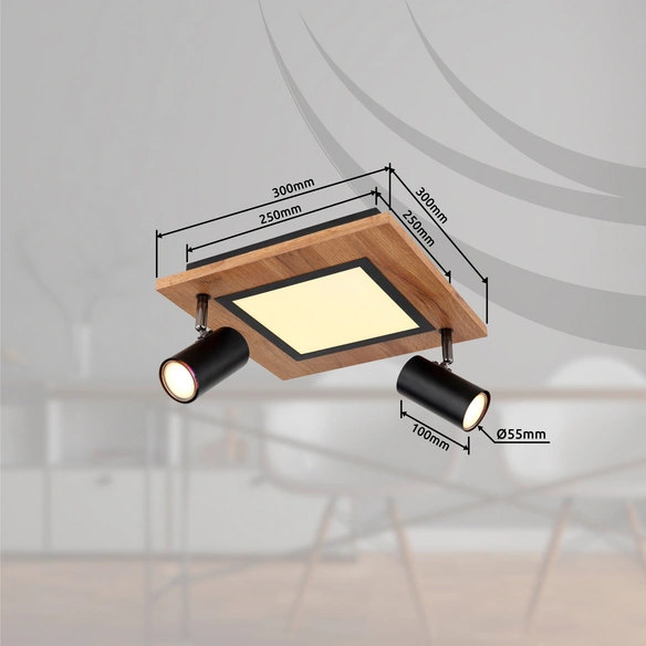 Deckenleuchte »ULLA«, 30 x30 x18 cm, schwarz matt, 12W, 1000lm, inkl. Leuchtmittel