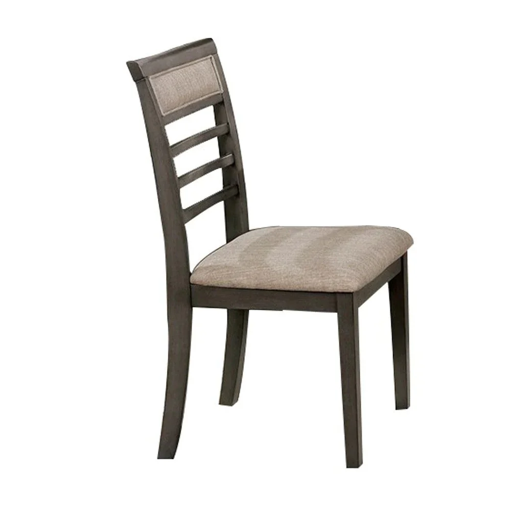 5 Pc Dining Table Set Dining Chairs & Table Solid wood Padded Fabric Cushions Slat Back Chair