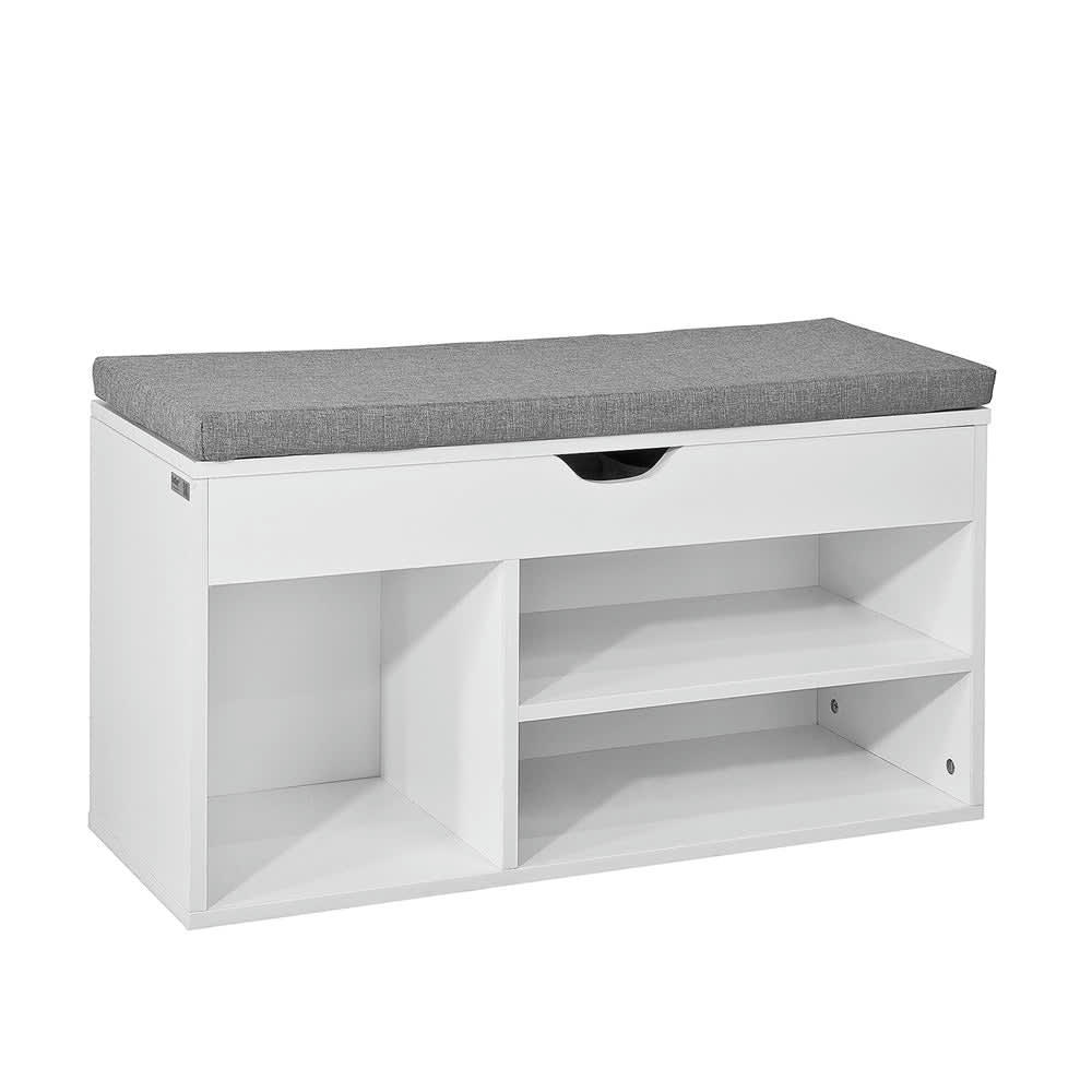 - Banc à chaussures 2 étages avec coussin gris effet bois