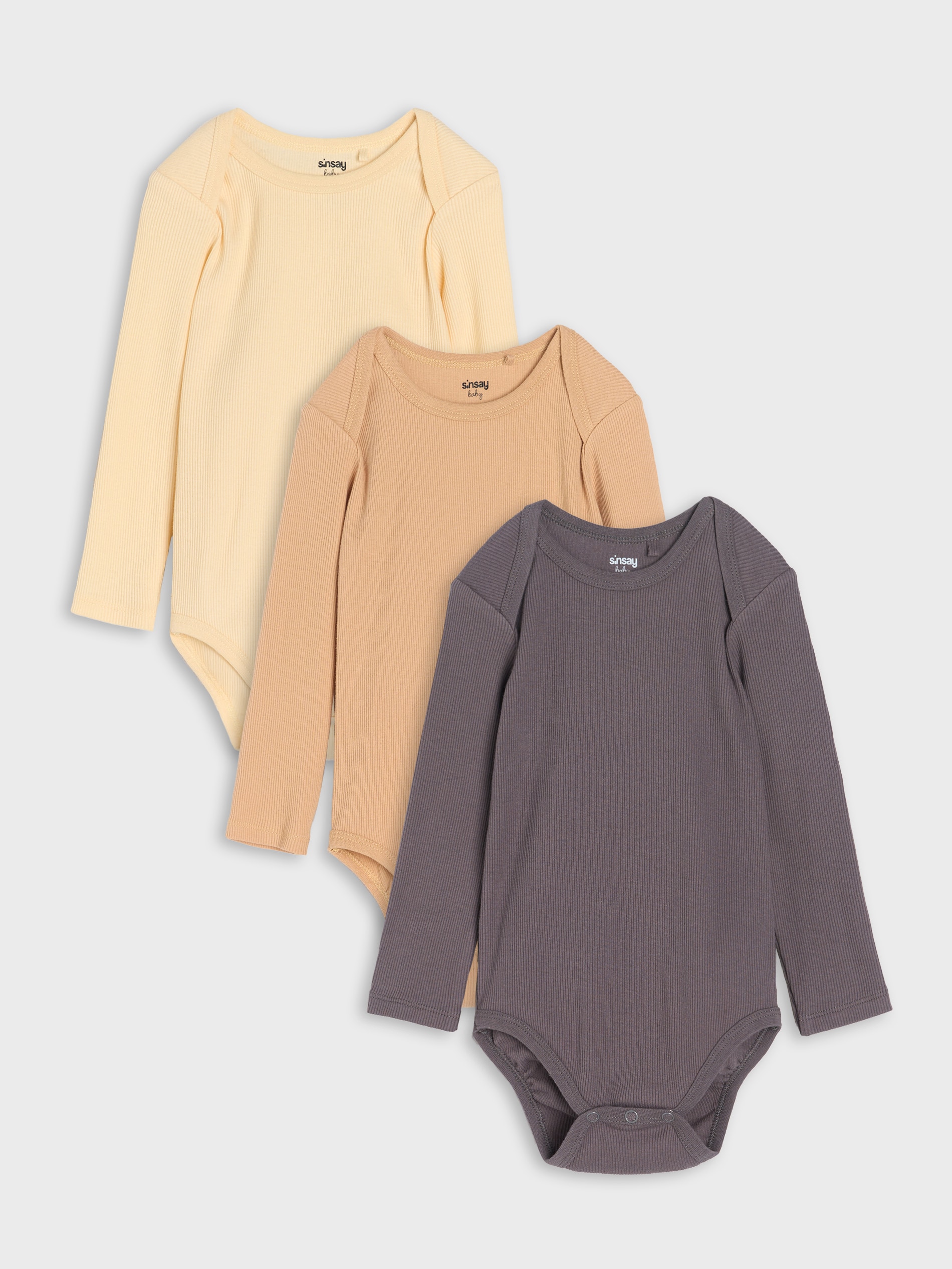 Bawełniane body z długim rękawem 3 pack