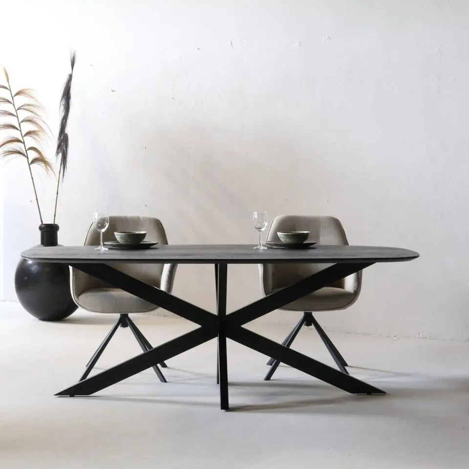Eettafel Deens Ovaal - Zwart - 180cm - Eettafel Jordan