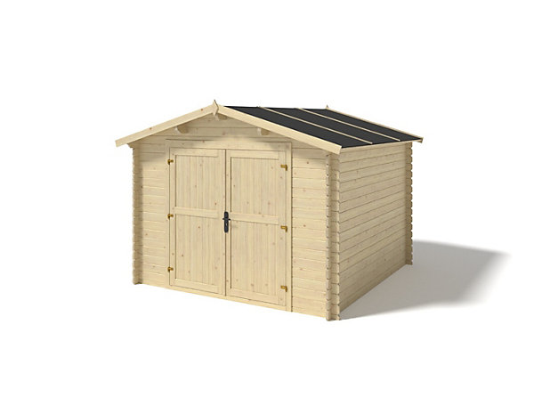 Abri de jardin en bois - 9m2 - 3x3m - Ep. 28mm - Couleur: naturel - DOM531