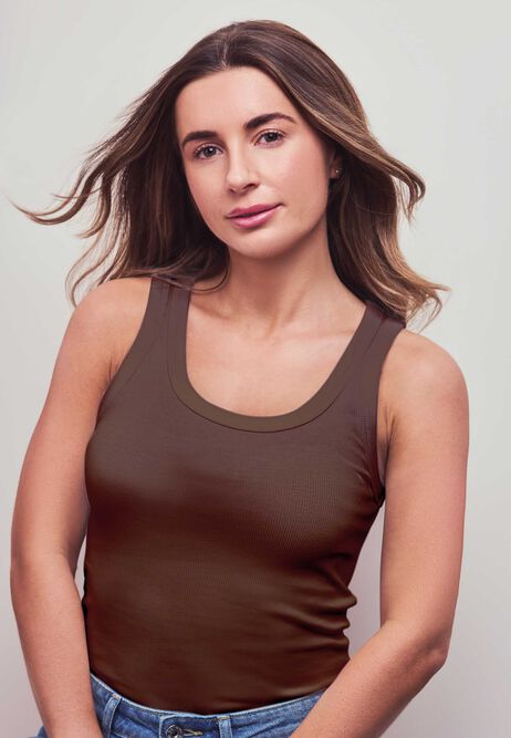 Womens Chocolate Brown Cotton Rich Stretch Vest Top