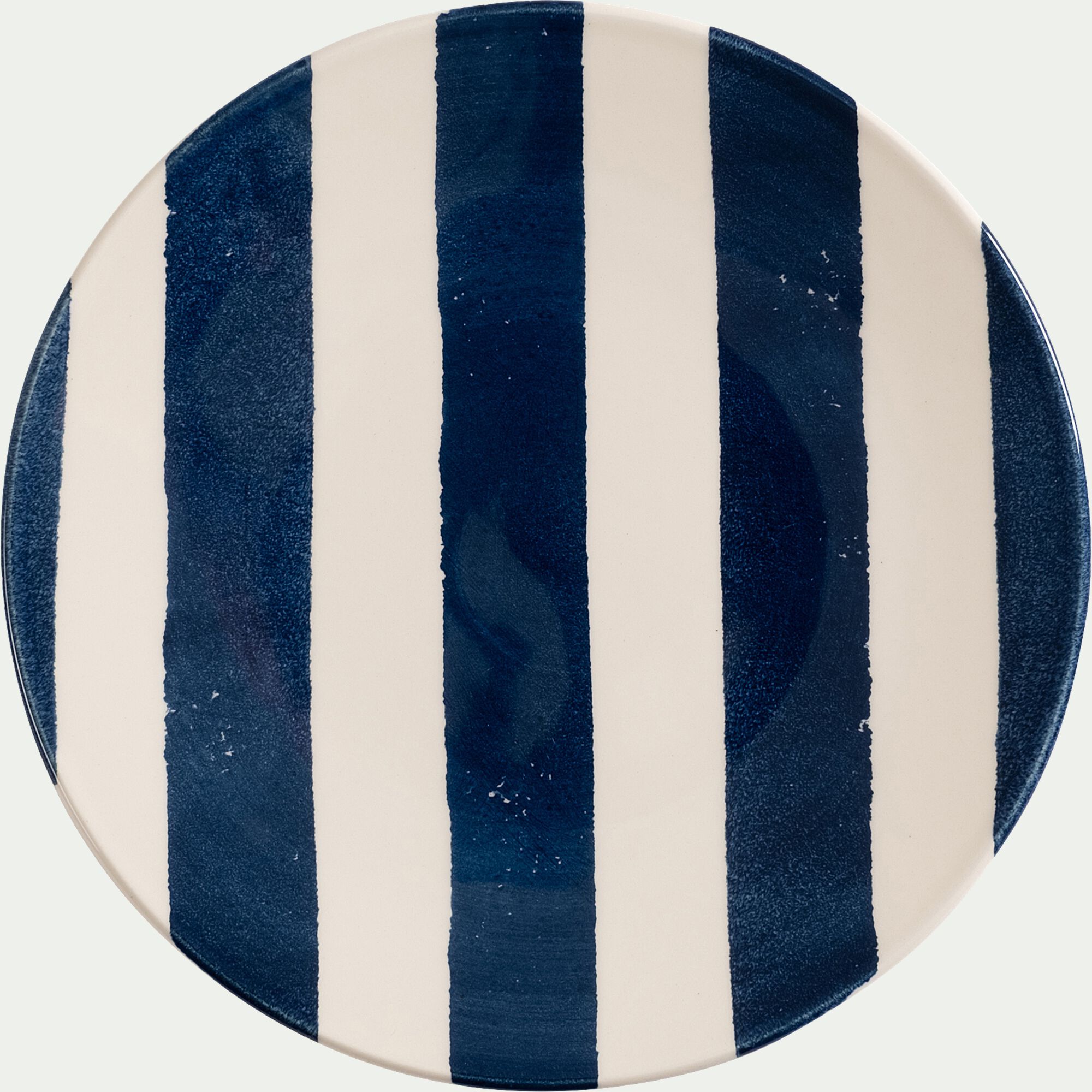 MAJOR - Assiette à dessert à rayures en faïence D22cm - bleu marine