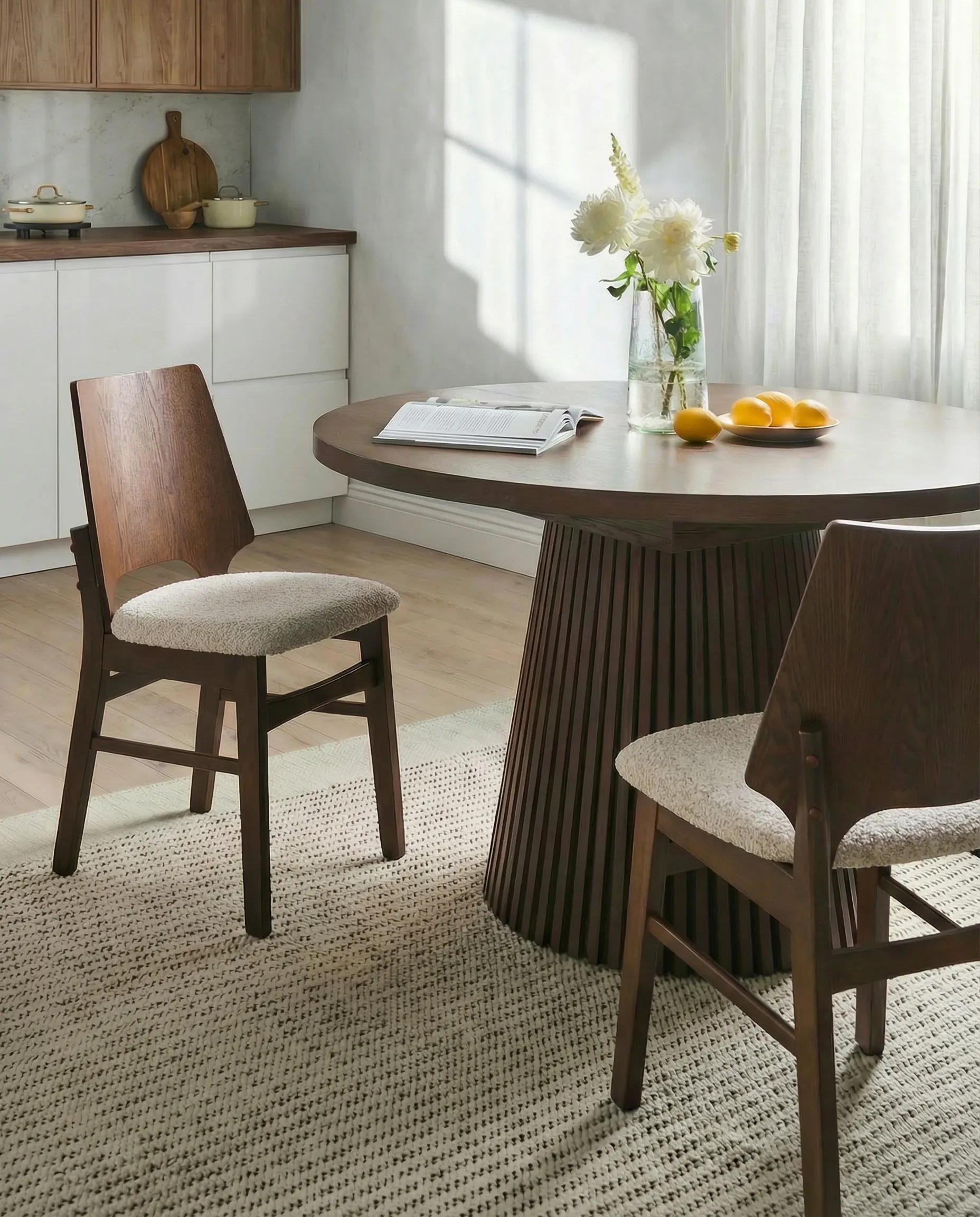 Set of 2 Dining Chairs ABEE Brown/ Light Beige