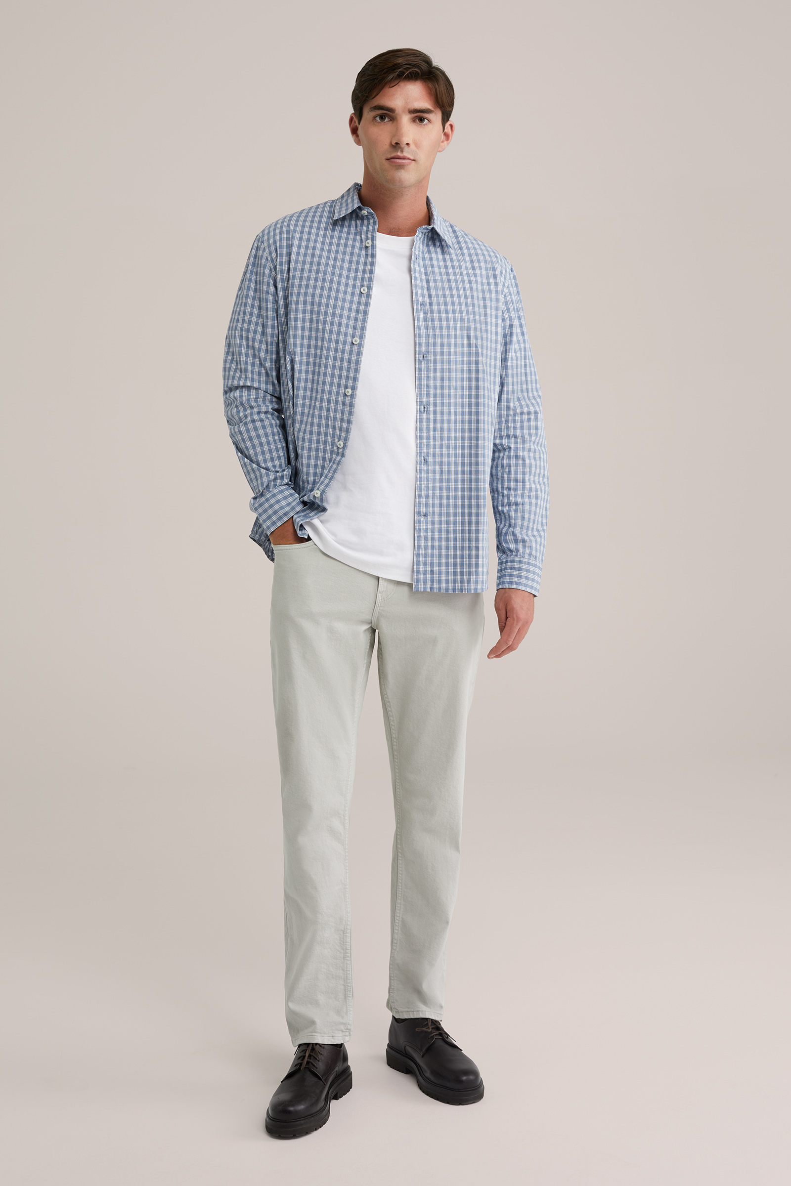 Heren regular fit overhemd met soft touch