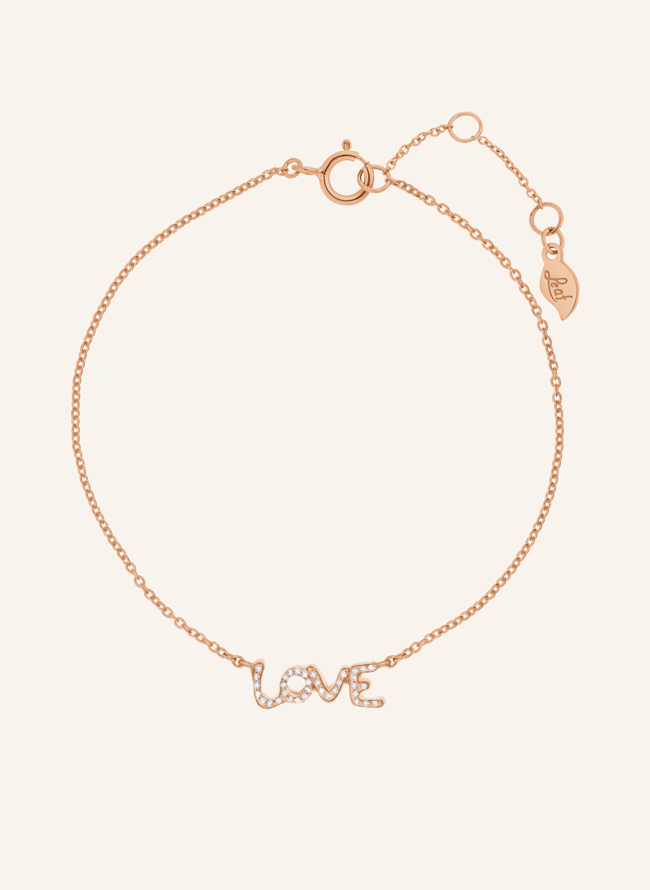 Leaf Armband TINY LOVE aus 14 Karat Roségold mit Diamanten