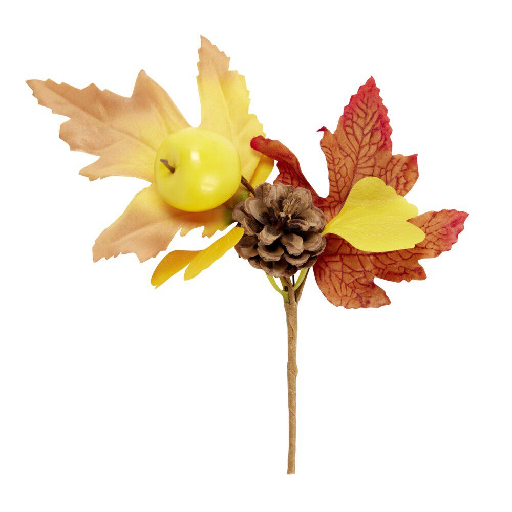 Branche artificiel automne orange et marron en piquet 19x20cm