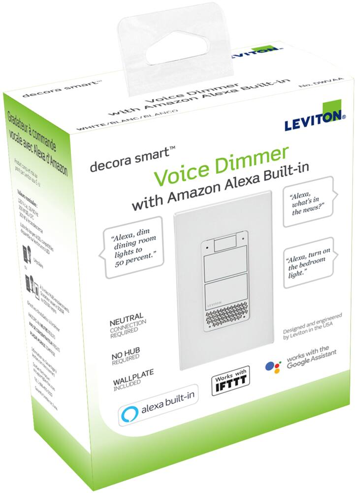 Leviton DWVAA-742 Decora Smart Voice Dimmer with Amazon Alexa Built-In, White