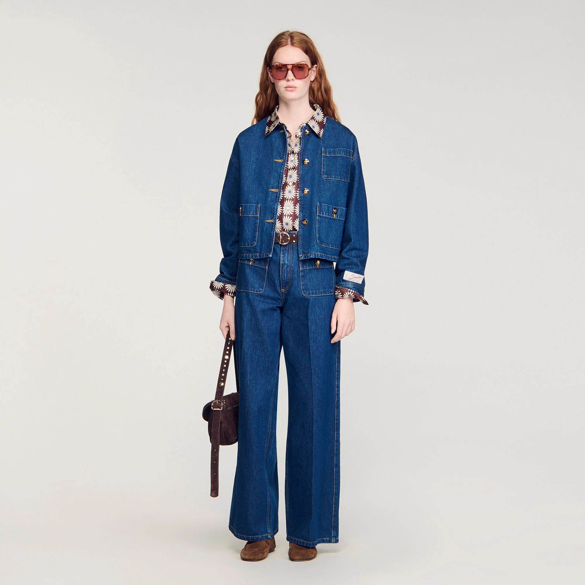 Blouson denim à boutons fantaisie