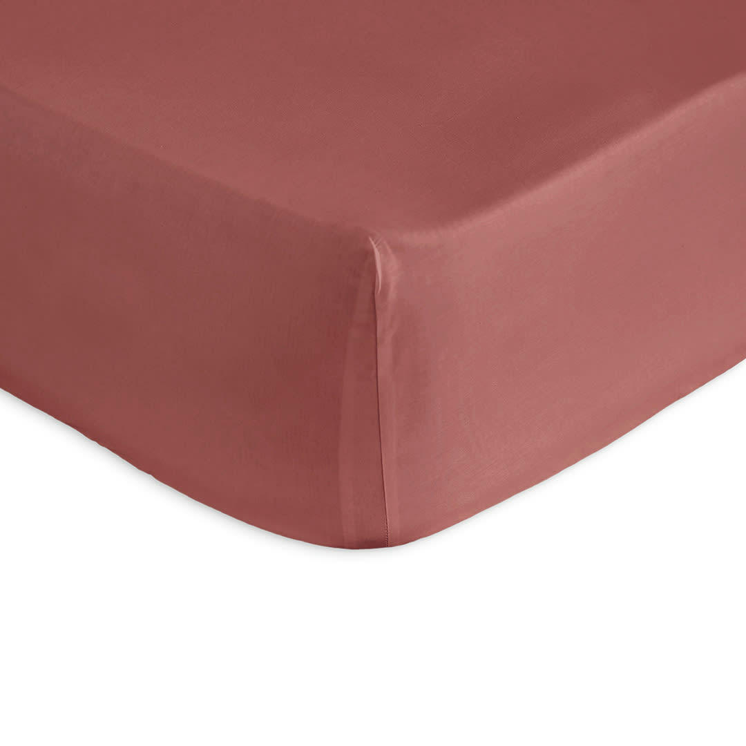 PURE DH - Drap housse en percale de coton PURE 160x200+28 cm rose foncé