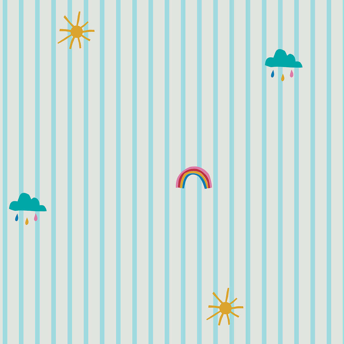 Joules Vliesbehang - Whatever the Weather Icons Haze - Blauw - 10mx52cm
