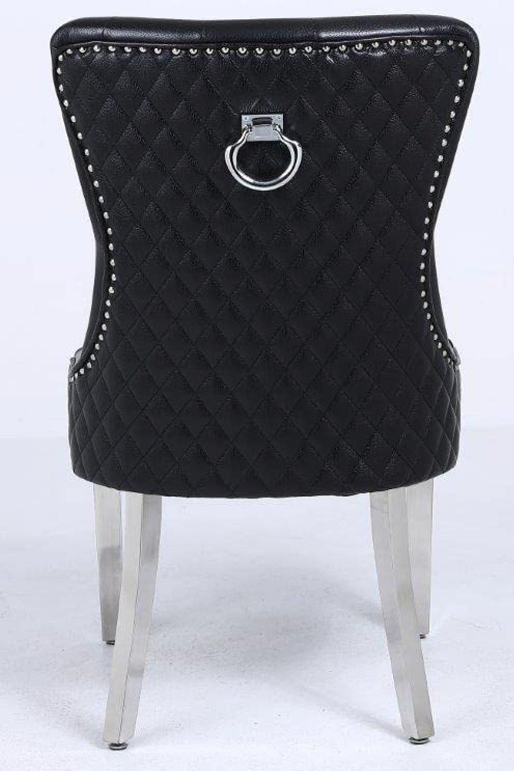 Modernique A Pair (x2) Leather Aire High Back Dining Chairs with Chrome Legs