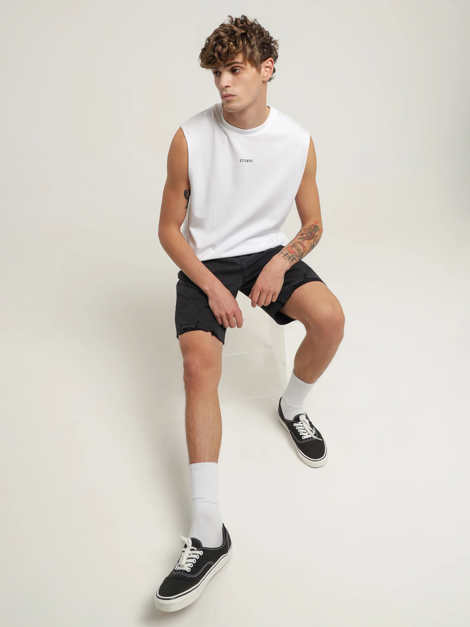 Destroyed Bones Denim Shorts