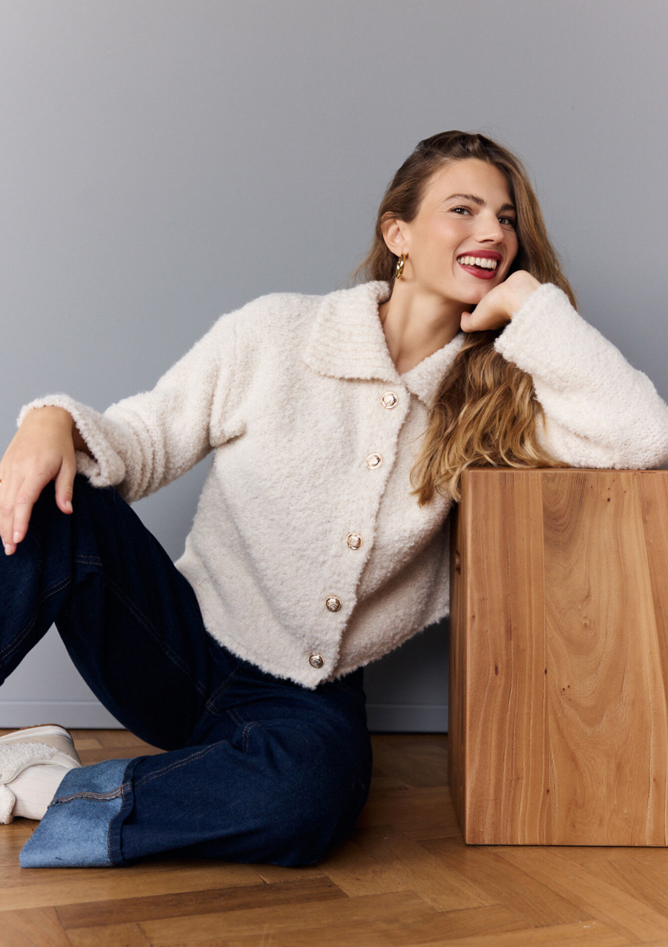 Boucl&eacute; cardigan