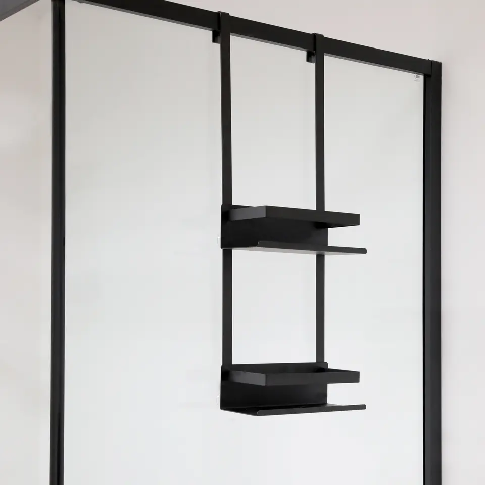 VDN Stainless Doucherek zonder boren - Doucherek zwart - RVS - 2 laags