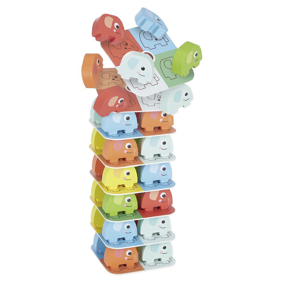 Jeu en bois éléphant à empiler - 46 pièces