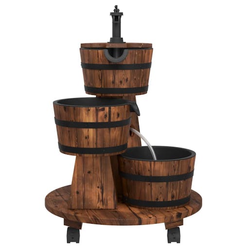 NNEVL Wheeled Water Fountain with Pump 55x55x80 cm Solid Wood Fir