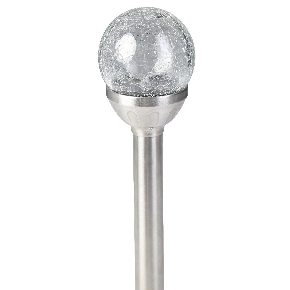 Borne solaire métal boule verre Ø8xH34cm