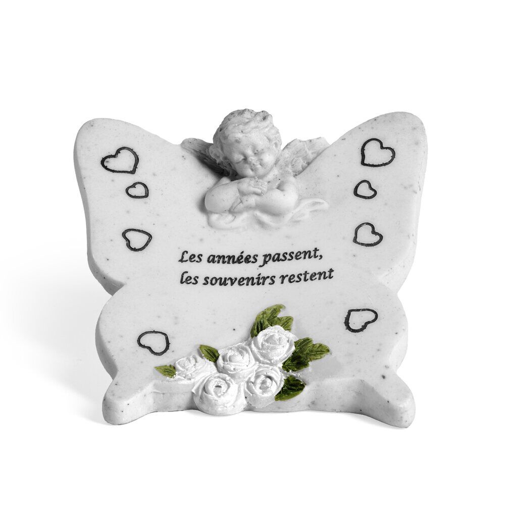 Décoration funéraire ange sur papillon "Les années passent, les souvenirs restent"