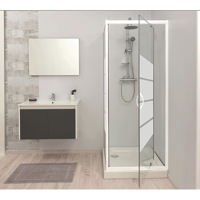 Porte de douche pivotante blanche Shiva 80 x 190 cm ONDÉE