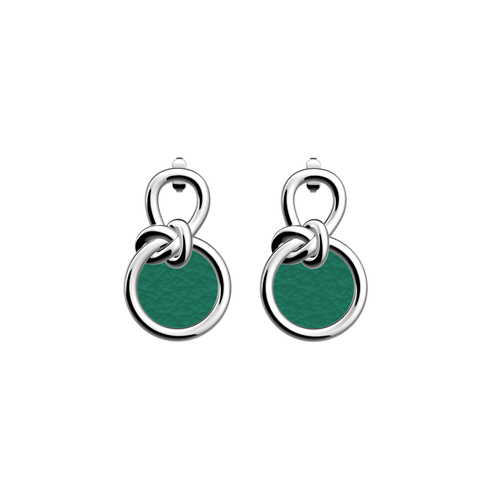 Boucles d'oreilles Ariane, cuirs réversibles égée / Vert Antique