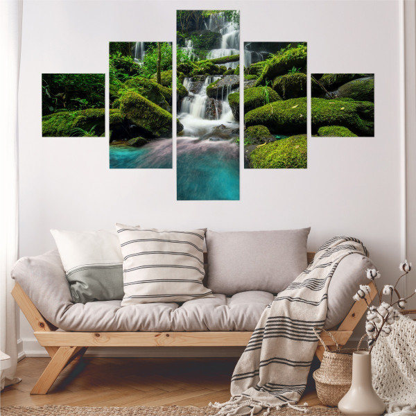 Obraz Poliptyk Natura KASKADA Dżungla Las 150x90cm