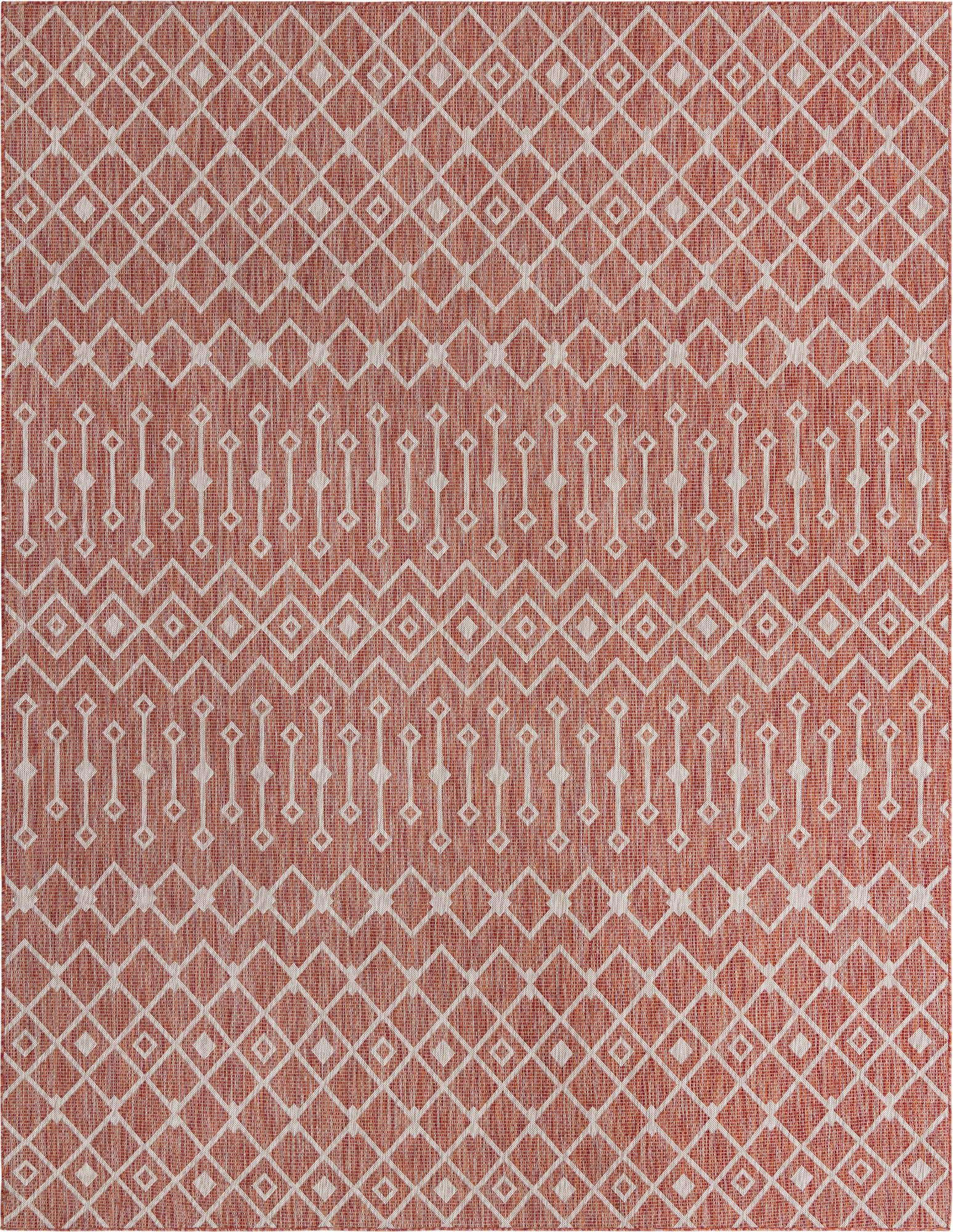 MOA - Tapis intérieur et extérieur rouge à motif blanc 120x160