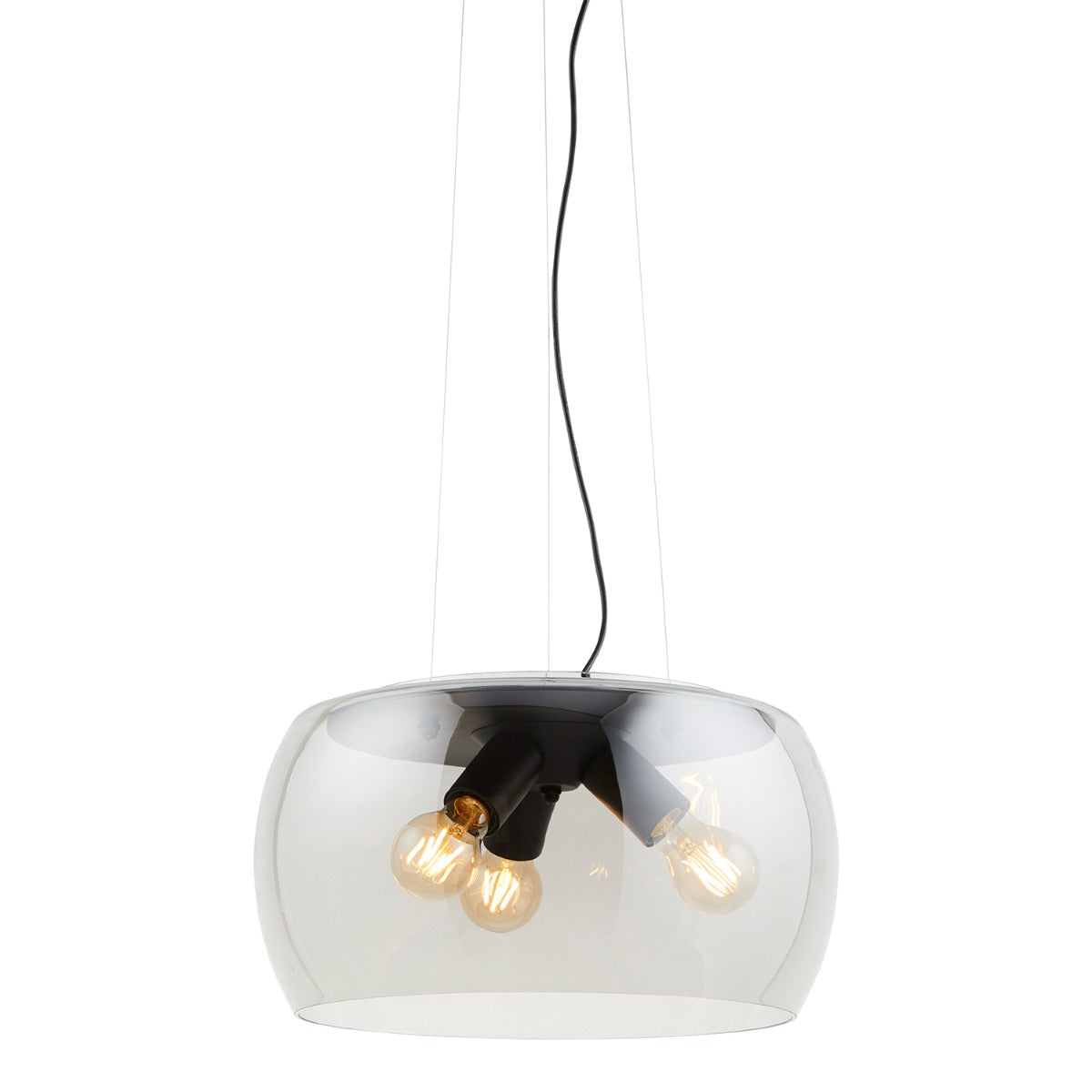 Lighto | Moderne hanglamp zwart met rookglas 3-lichts | Avalon