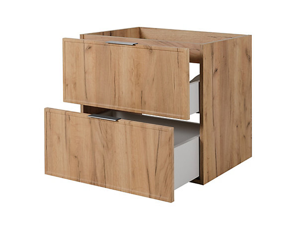 Meuble de salle de bain, Chêne Craft, poignée argentée, 46 x 60 x 57 cm