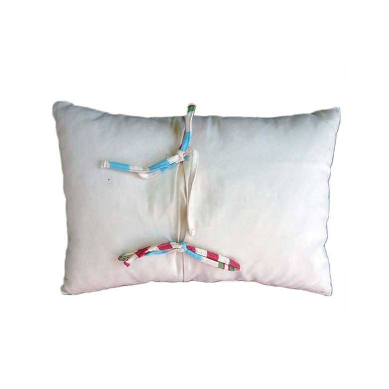 AGADIR - Housse de coussin coton écru à rayures multicolores 35 x 50