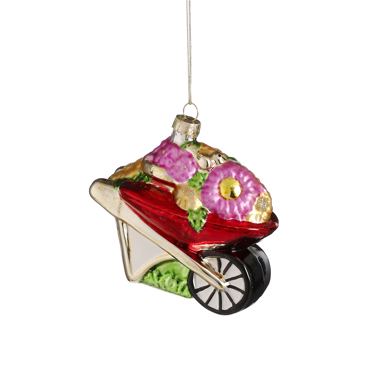 House of Seasons Kerst Ornament Kruiwagen - L11 x B6 x H10 cm - Rood