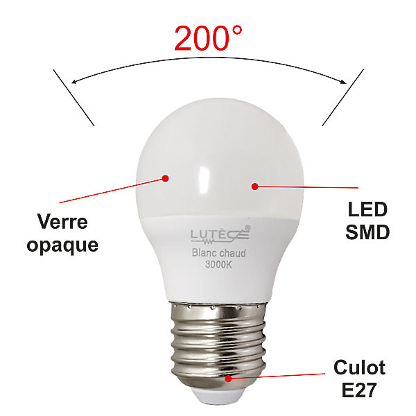 Lot de 10 ampoules LED E27 4,5W 330Lm 3000K - garantie 5 ans