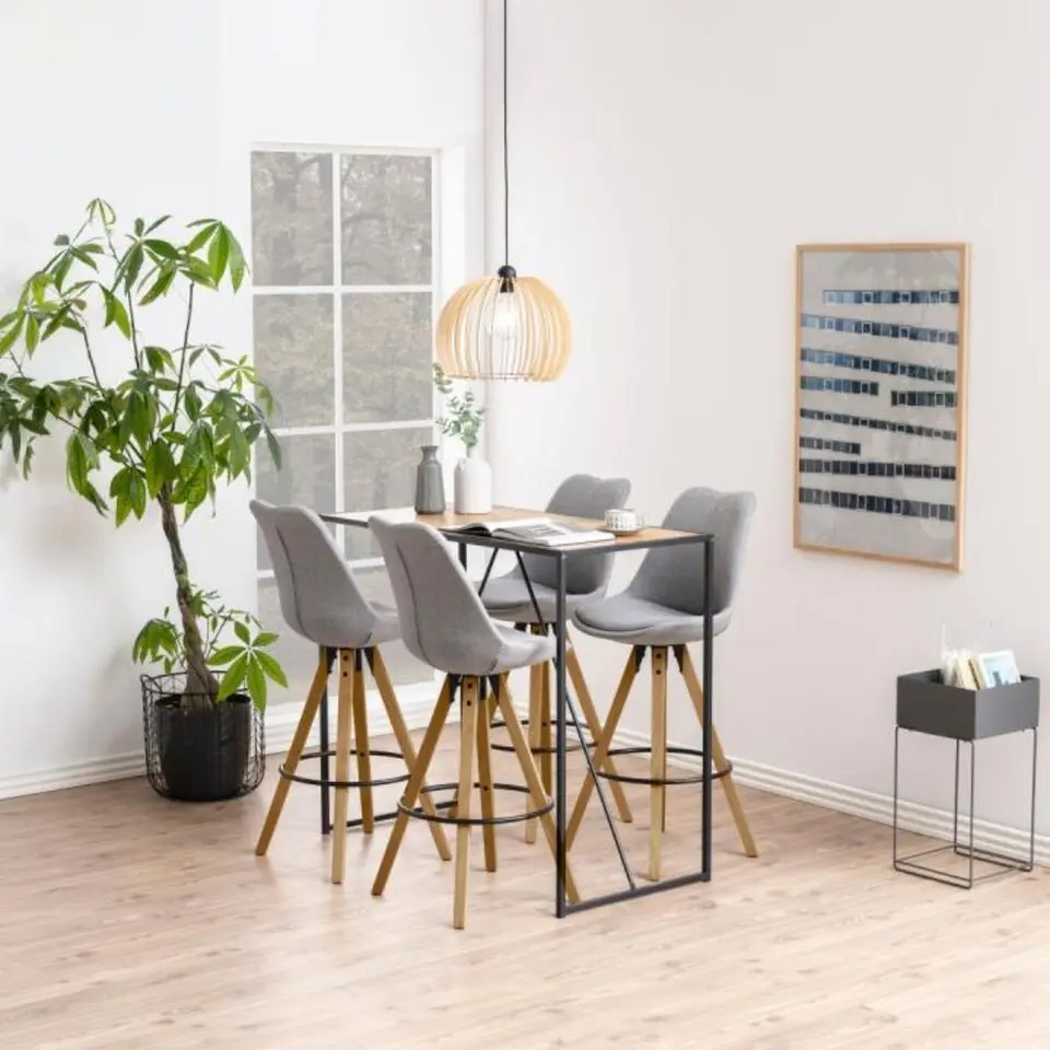 Barkruk - Lichtgrijs Stof - Zithoogte 75cm - Ljusvik - Set van 2