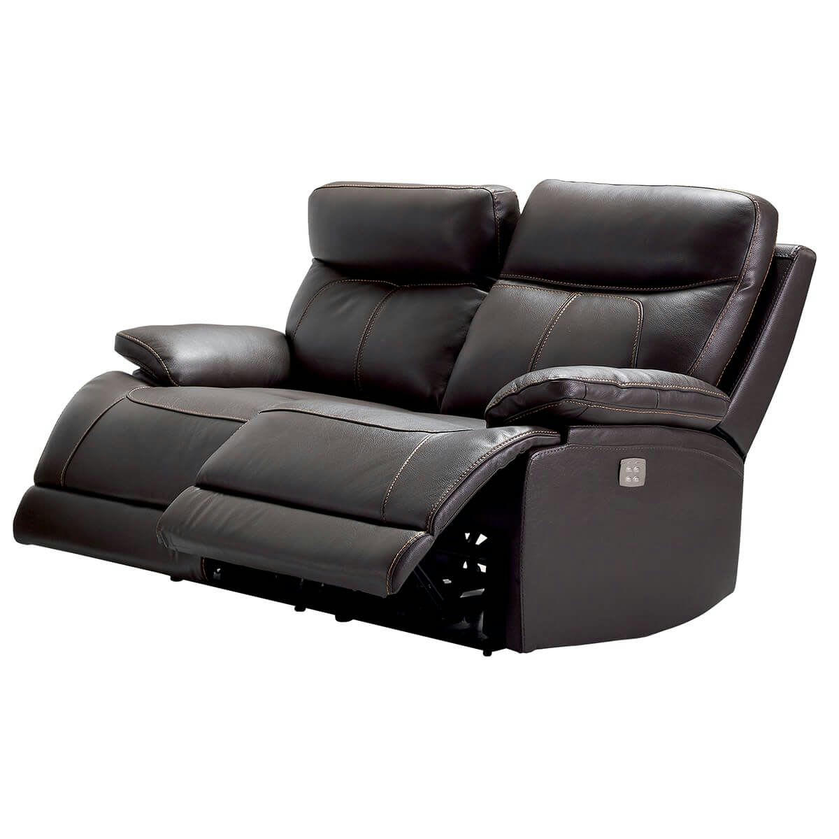 CORDOUE - Canapé  relax electrique 2 places cuir marron