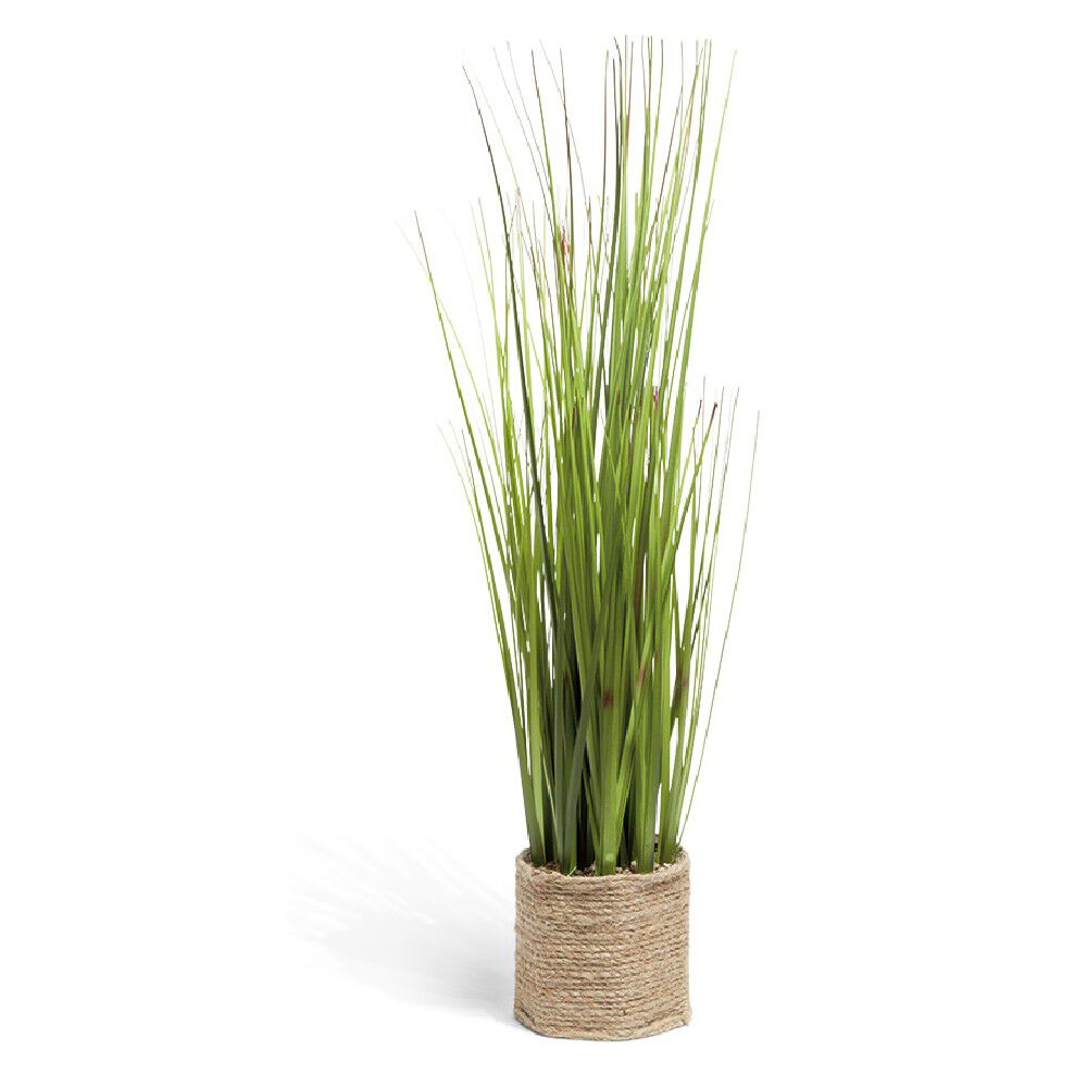 Plante verte artificielle dans pot décor jute
