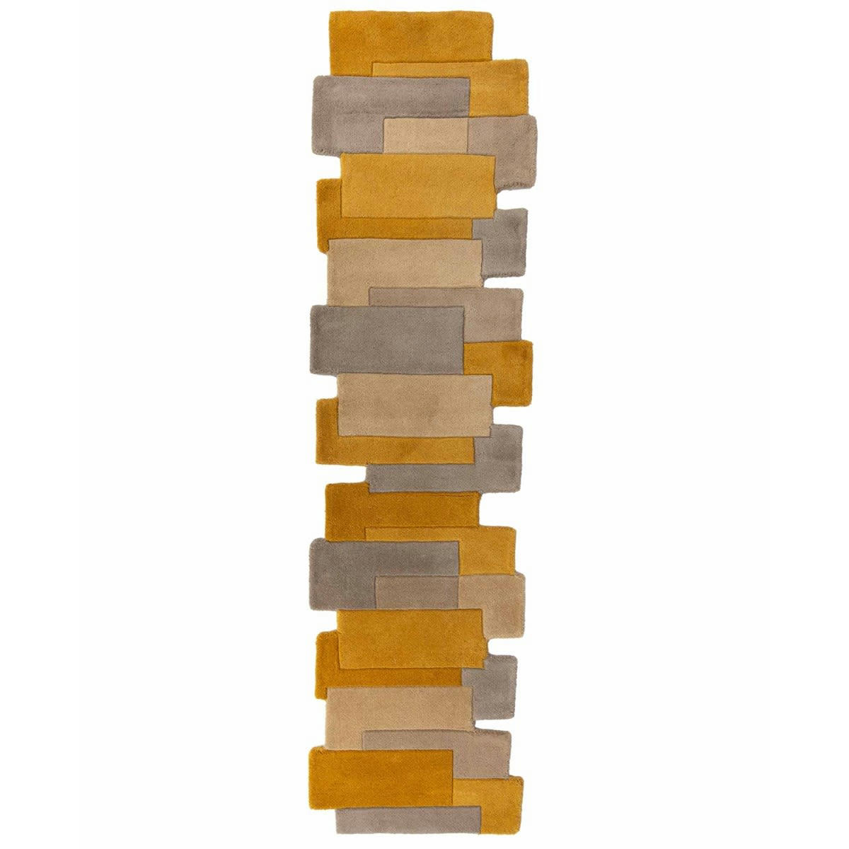 ARTY - Tapis de couloir en laine jaune 60x230 cm