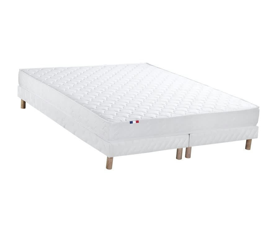 ENSEMBLE INITIAL - Ensemble matelas accueil latex 3 zones sommier blanc 160x200