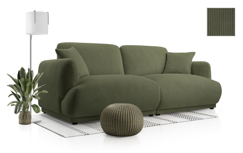Elegancka dwuosobowa sofa LOCCO z wygodnym siedziskiem zielona