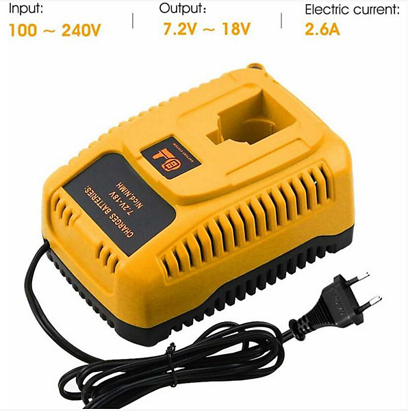 (Jaune) Pour les Batteries DC9310 Dewalt NiCd et NiMH 7.2 V-18 V chargeur de remplacement de batterie DC9096 DC9098 DC9099 DC9091