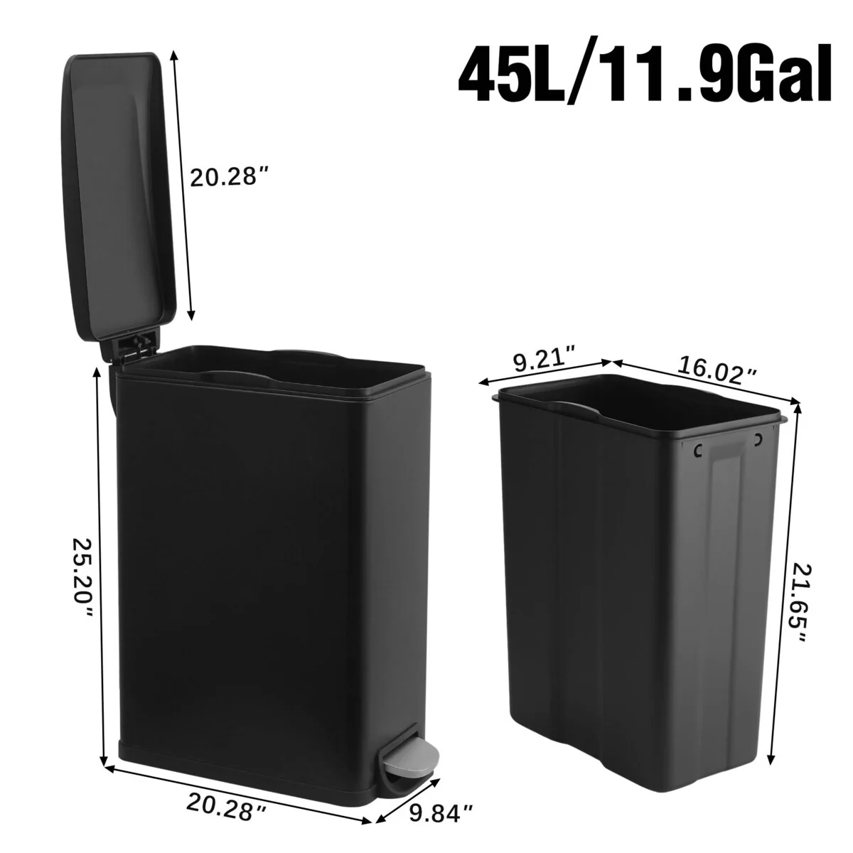 Innovaze 11.9 Gallon Slim Matt Trash Can