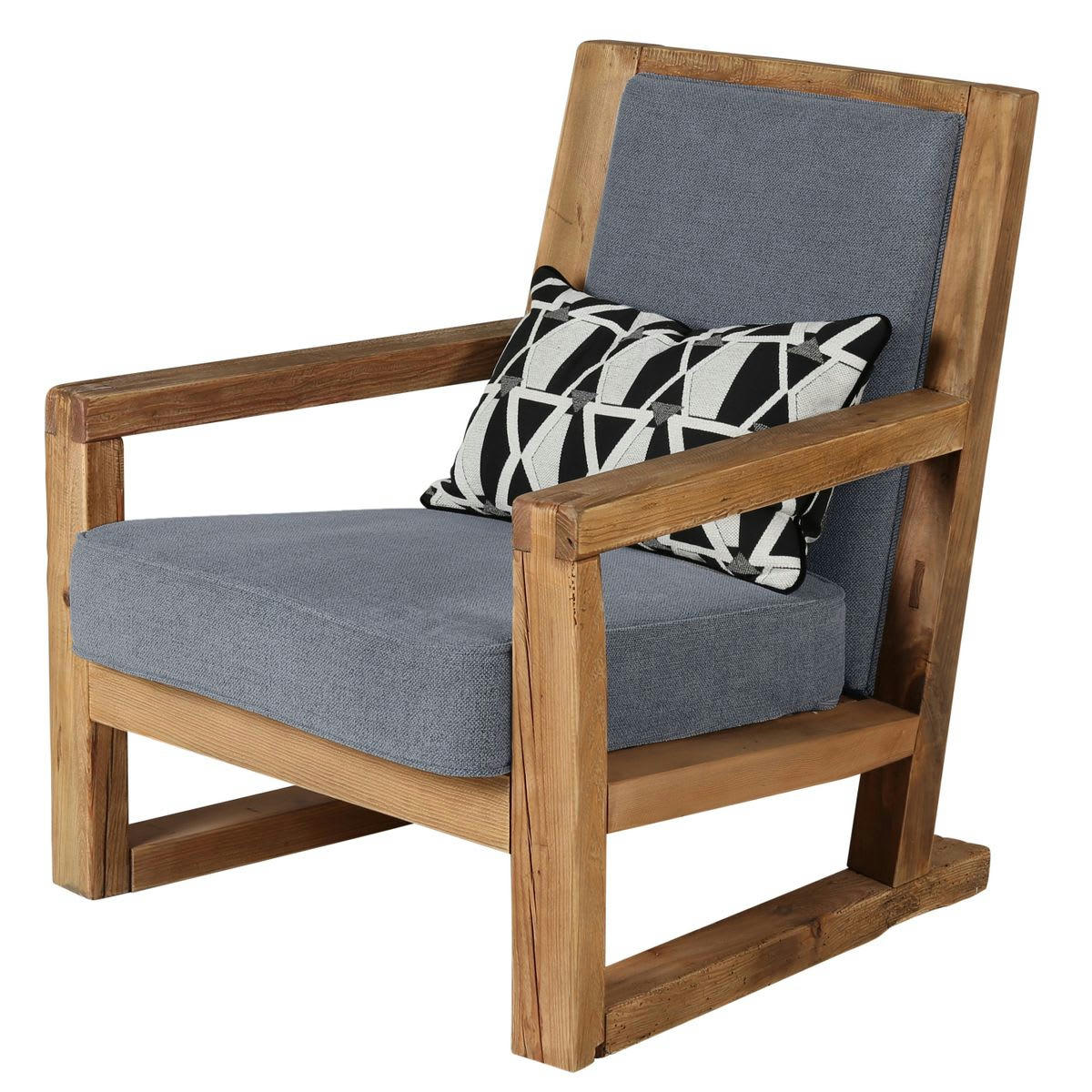 NEBRASKA - Fauteuil en pin recyclé et tissu gris