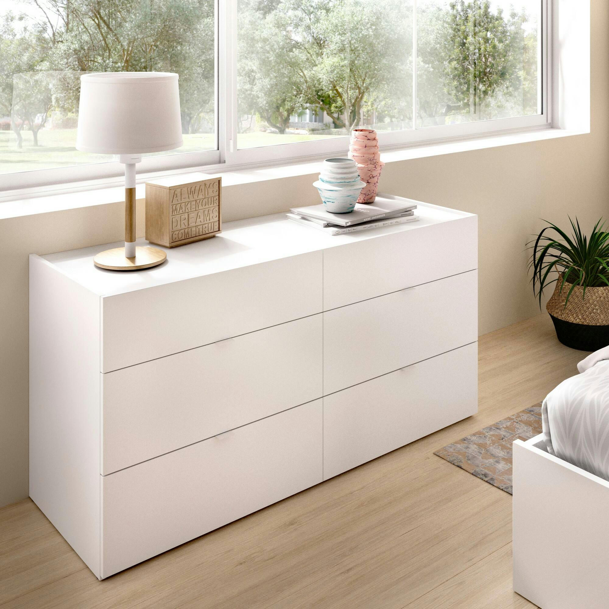 DMALE - Commode effet bois blanc