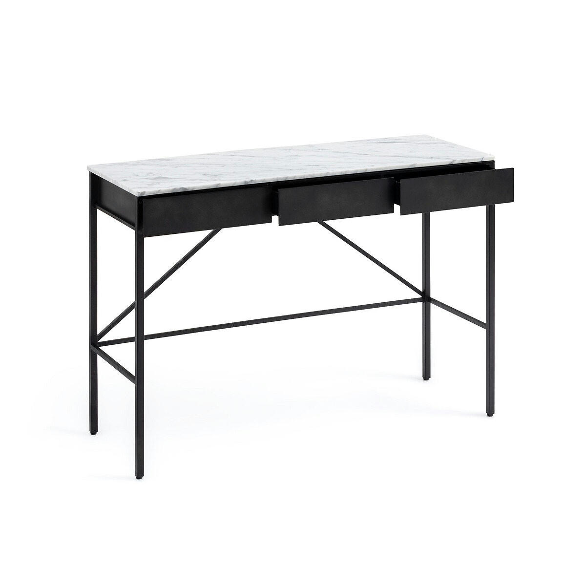 Bureau console plateau marbre blanc, Febee