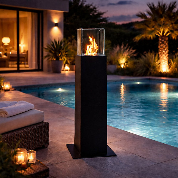 Cheminée de jardin au bioéthanol cheminée d'extérieur Capri 70 Noir