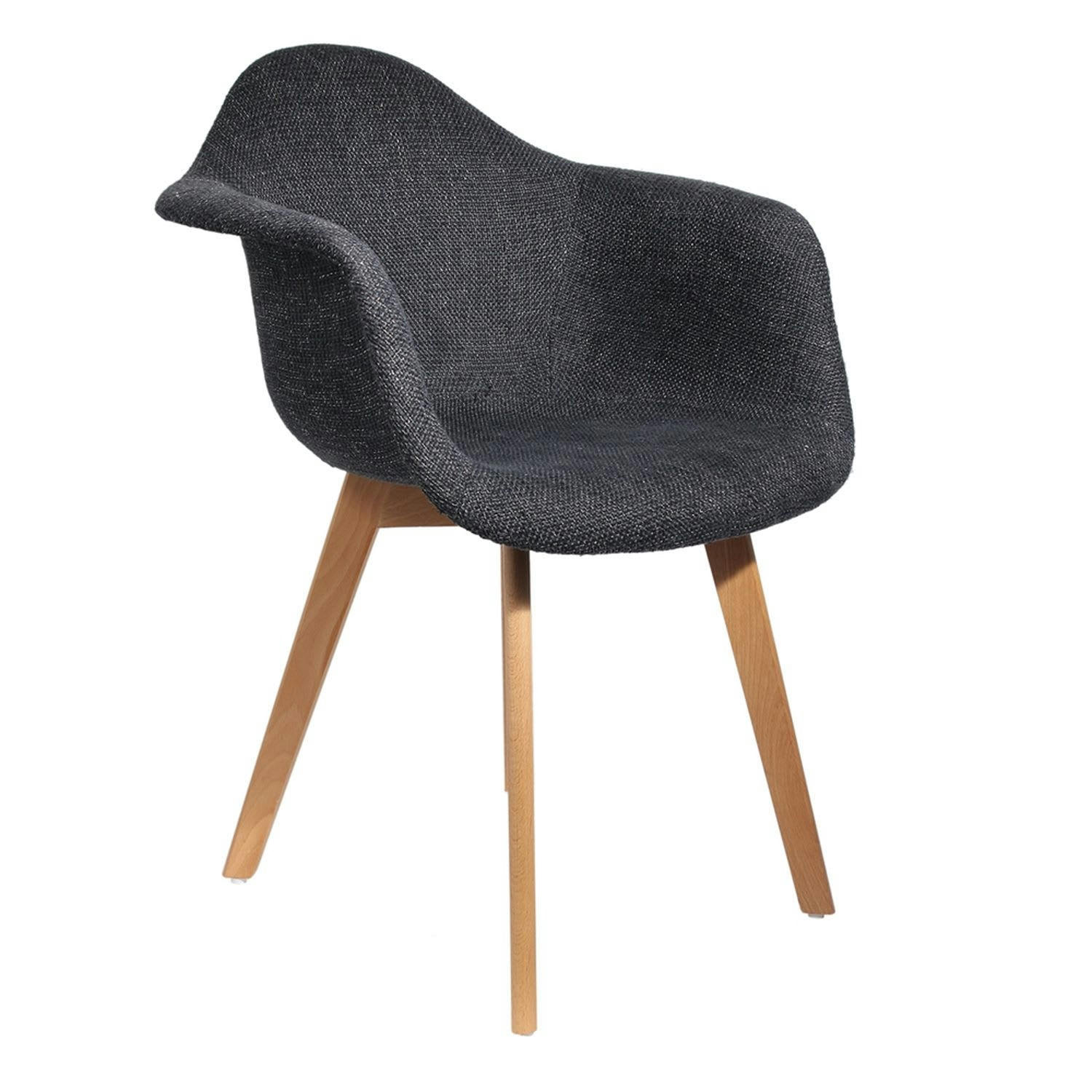 FLORA - Fauteuil scandi en grosse maille flora noir