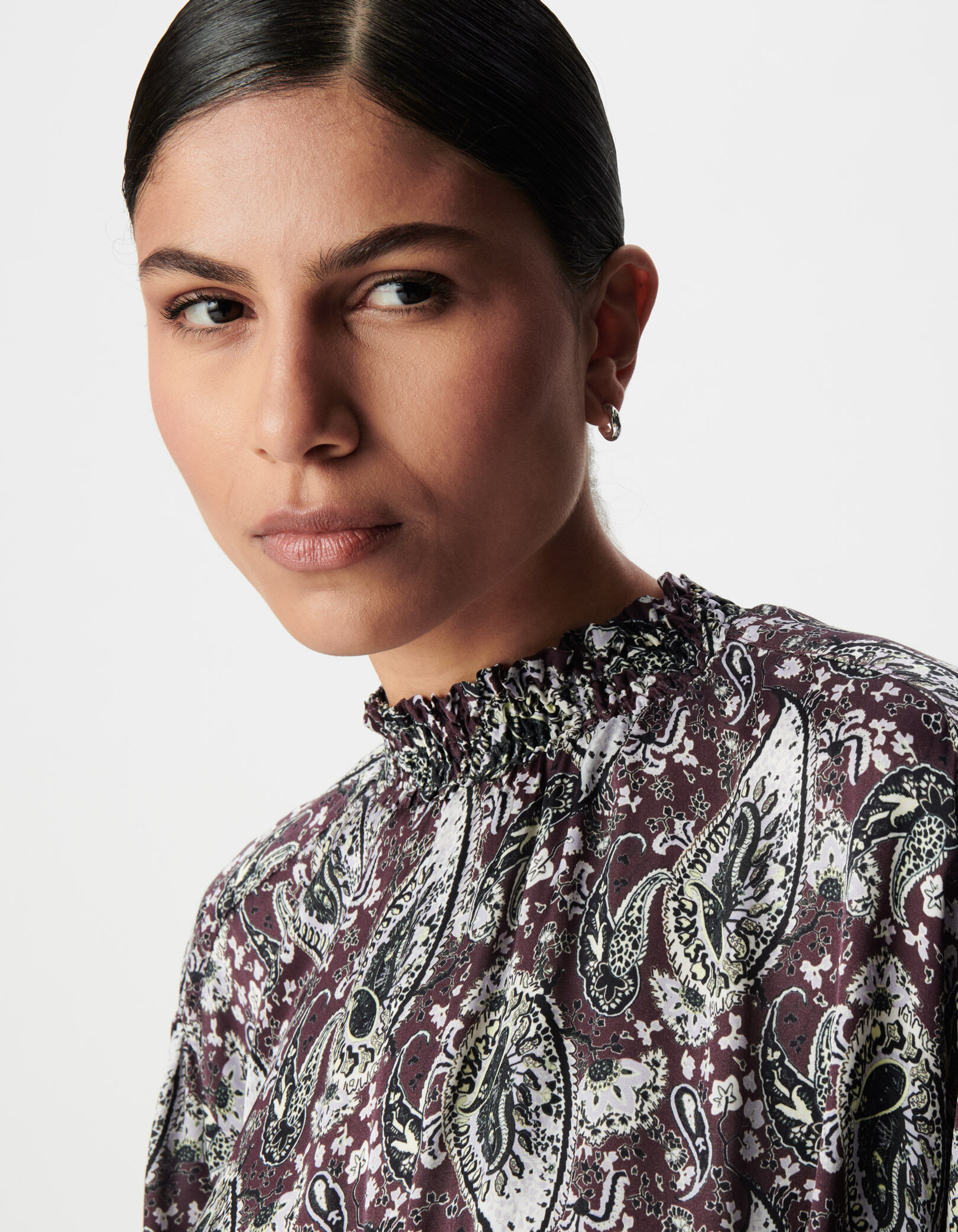 Robe cassis imprimé cachemire Femme