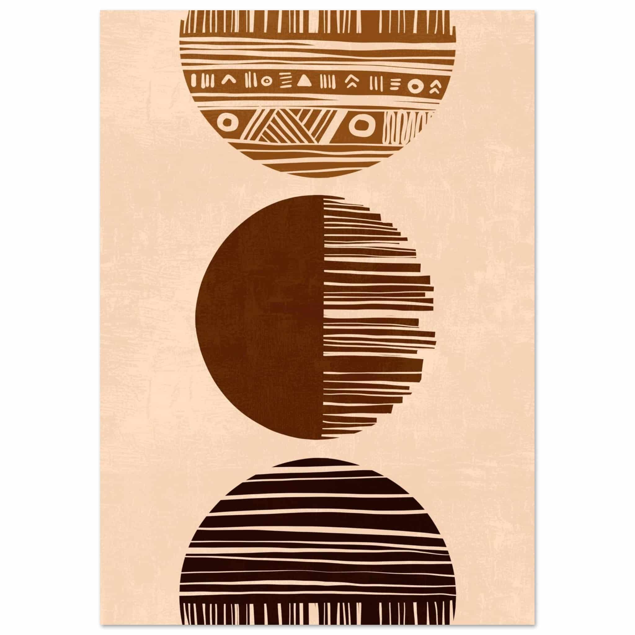 Artfulprints Poster Boho – Sun phases  - A4 21x29.7 cm - Bruin